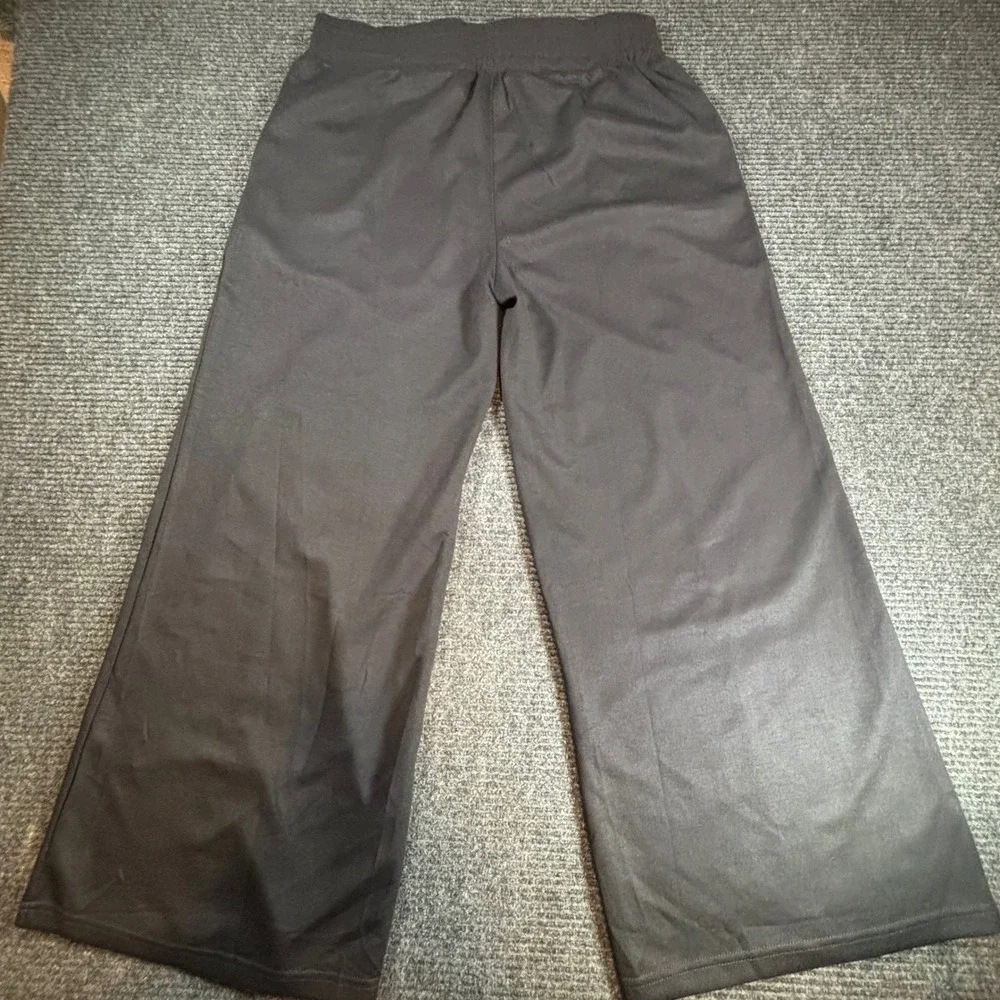 Umgee Black Wide Leg Pintuck Lounge Pants Drawstring High Rise XL WC4017 - Picture 2 of 7